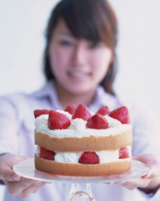 双层草莓奶油蛋糕图片