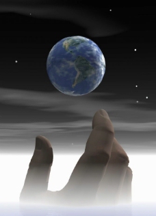 3D地球手与地球3D合成图片